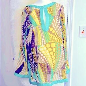 NWOT☀️MILLY Cabana☀️Cover Up Graphic Long Sleeve Tunic☀️